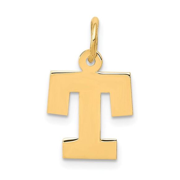 14k Yellow Gold, Amanda Collection, Small Block Initial T Pendant - Picture 1 of 5